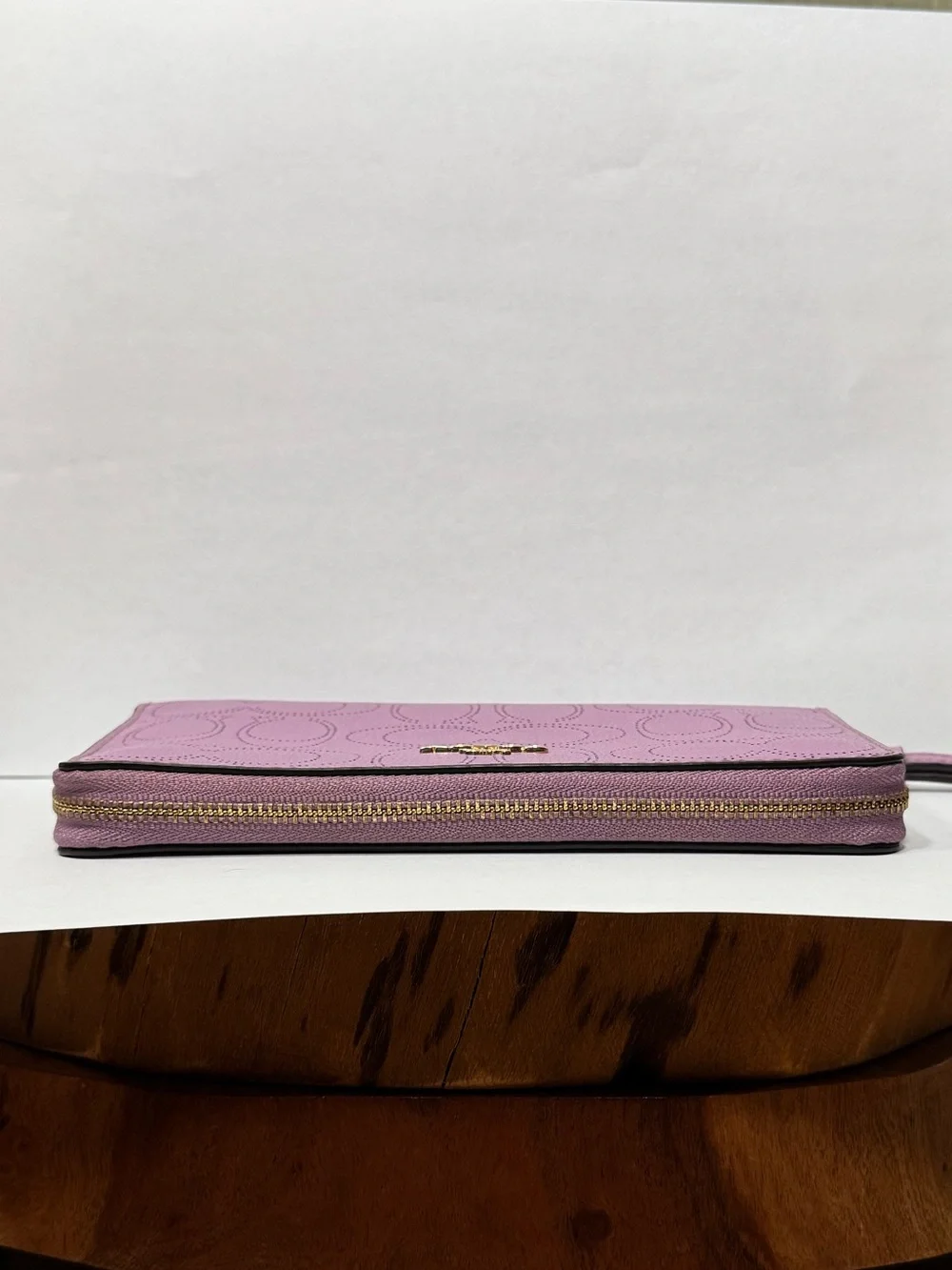 Coach Large Leather Signature Perforated Phone Wallet